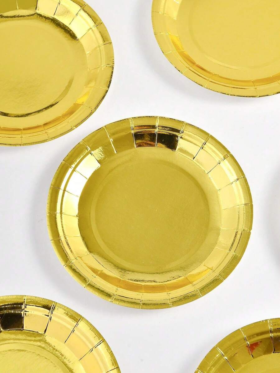 10 个 7 英寸（约 17.5 厘米）盘子，坚固的一次性盘子适合派对、晚宴、节日、野餐、生日派对、餐桌、婚礼 - 金色 - 查看 1