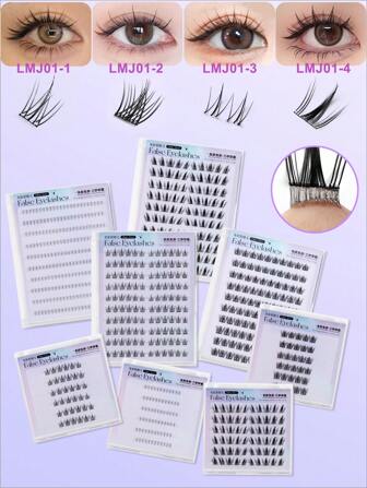 30/36/100/120pcs C Curl False Eyelashes Set, Glue-Free Cluster Eyelash Extensions, Natural & Soft Style With Warm Adhesive Strips For Direct Application, Suitable For Daily Wear, Dates, Cosplay, Eyelash Extension Tool, Popular Makeup Product For Women, Great For Holidays And Parties Lash Clusters, Eyelash Clusters, Individual Eyelashes, Lashes, Fake Lashes