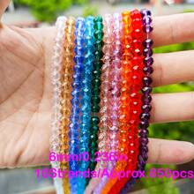 Al por mayor 10 hebras / 830+ piezas Cuentas de cristal brillante de 6 mm / Cuentas para vacaciones / Cuentas de cristal de estilo austriaco / Cuentas de cristal facetadas / Cuentas de cristal de forma redonda de colores para pulseras / collares / tobillos / aretes Haciendo joyas / Cuentas sueltas DIY / Cuentas espaciadoras de cristal / Decoración de boda / Decoración del árbol de Navidad / Decoración navideña / Decoración de la habitación
