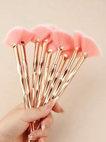 1/3/5/9pcs Soft Fan Brushes For Facial Care - Ideal For Exfoliating Face Masks And Basic Skincare - Includes Makeup Mask Application Brush And Moisturizer Tool,Foundation Brush,Concealer Brush,Blush Brush,Contour Brush,Blush Brush,Bronzer Brush,Powder Brush,Foundation Brush,Blush Brush - Gold - View 3