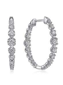 1 Pair Gorgeous Cubic Zirconia Hoop Earrings For Women For Wedding Engagement Anniversary Party Jewelry Valentine's Day Gift,Mom,Mother,Mother's Day,Gift - 1# - View 3