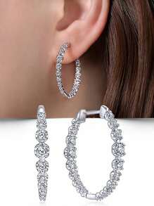 1 Pair Gorgeous Cubic Zirconia Hoop Earrings For Women For Wedding Engagement Anniversary Party Jewelry Valentine's Day Gift,Mom,Mother,Mother's Day,Gift - 1# - View 1