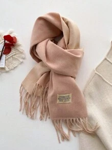 1 Pc Women's Scarf Ladies Solid Color Double Sided Scarf Elegant Girls Fringed Edges Long Scarf Fashion Camping Shopping Imitation Cashmere Scarf Winter Warm Knitted Wraps - Yellow - View 8