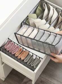 2025 Spring New Thick 11-Grids Black Socks & Underwear Storage Bag, Lightweight Foldable Wardrobe Organizer, High Capacity Multi-Functional Storage Divider, Great Gift For Mom Closet Organizationcloset Organization And Storage Clothes Storagebinsbedroom Storage - Black - View 1