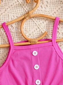 Young Girl Spring/Summer New Fashion Dress, Soft & Comfortable Ribbed Patchwork Camisole Dress, Children Party Wear, Vibrant & Energetic