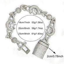 DUBSS 1 pezzo Braccialetto da uomo con catena intarsiata di stelle e luna, in rame vero con cubiti di zirconia, gioielleria hip hop