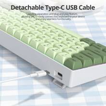 SURMEN Portable 65% Mechanical Gaming Keyboard, 68 Keys Compact Wired Keyboard With Detachable USB Type-C Cable, RGB Backlit, Linear Red Switch American Layout - Matcha - View 4