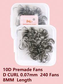 240pcs 5D 10D Single Length Tray 8-15mm 0.07mm Thickness D-Curl Pointed Promade Fluffy Loose Eyelash Extensions, Handmade Individual Lashes - D - View 16