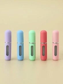 5 piezas de mini botellas recargables de perfume para viajes, atomizador vacío de 0.17oz de colores tipo caramelo, portátil y de bolsillo para viajes y salidas