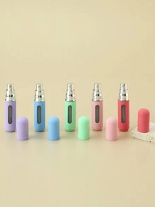 5 piezas de mini botellas recargables de perfume para viajes, atomizador vacío de 0.17oz de colores tipo caramelo, portátil y de bolsillo para viajes y salidas