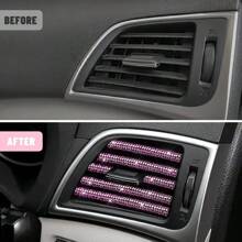 10 peças de decoração para saída de ar de carro, dourado brilhante, faixa de acabamento para ar-condicionado com strass, decoração para saída de ar de carro com strass, universal e dobrável, acessórios de interior