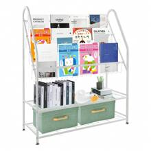 kangten 5 Tiers Tabletop File Rack, Bookshelf Bookcase Storage Shelf, Freestanding Display Rack, Multi-Functional Display Stand - White - View 9