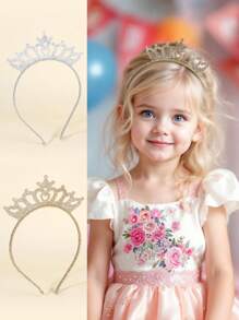 2pcs Party Stay Bow Hair Band For Girls,Fabric Crown Headband For Kids,Cute Hair Accessories For Toddlers Best Friend Gifts