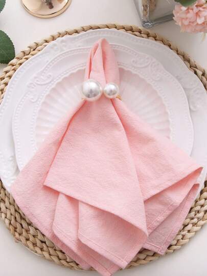 6 peças/conjunto de guardanapos de pano rosa com textura amassada suave, guardanapos quadrados de cor sólida adequados para Natal, casamentos, ação de graças, decoração de festa