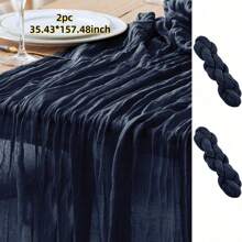 1/2pcs 90*180/300/400cm Red Bohemian Style Sheer Fabric Table Runners, Suitable For Party, Dining Table Decor, Valentine's Day, New Year, Engagement, Wedding, Shower, Birthday (Multiple Colors)