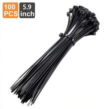 Paquete de 100 piezas de bridas de cable negro y blanco, con una resistencia a la tracción de 40 libras, bridas de cable de nailon autobloqueantes, bridas de cable para fijación y empaquetado, usos múltiples en el hogar, en aplicaciones eléctricas interiores y exteriores, para electricistas, centros comerciales y construcción, suministrados en empaque exprés - Negro - Ver 12