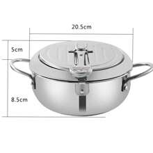 2.2L Deep Fryer Pot With Lid And Oil Drip Rack, Stainless Steel Japanese Style Tempura Frying Pan With Temperature Contro, For French Fries Shrimp Meatballs Kitchen Cooking - Silver - View 3