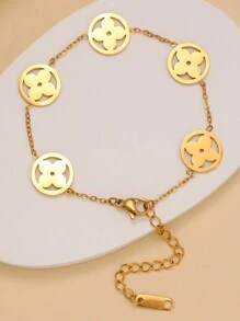 2 pièces Set de bracelets pour femme avec trèfle à quatre feuilles lisse et incrusté de cubic zirconia cubiques, convient pour de multiples occasions et cadeau pour les amis