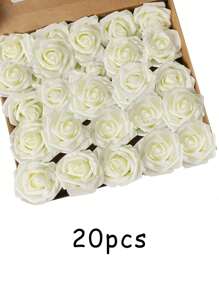 5/10/15/20/25/30 bông hoa hồng giả trông giống thật có thân dùng để trang trí tiệc cưới, trung tâm bàn tiệc, tiệc mừng em bé, trang trí nhà cửa, bao bì túi OPP (không bao gồm hộp), gồm ba lá, ngày lễ tình nhân, quà tặng - Màu be - Xem 8