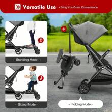 YIYIBYUS Universal 2in1 Stroller Ride Board Stroller Board Buggy Wheeled Board Seat Pedal - 純黑 - 查看 8