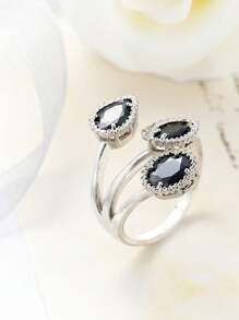 1枚优雅水滴形可调节锆石戒指，情人节或生日送给女性的礼物 - 款式2 - 查看 8