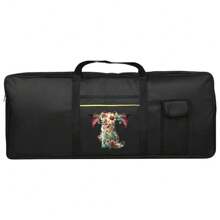 1 bolso de teclado de instrumento con estampado floral y letras, bolso protector de almacenamiento para teclado portátil a prueba de agua, con asa de transporte, funda anti-golpes para piano electrónico, ideal para viajes y almacenamiento en el hogar, de 61 teclas, con bolsillos dobles y protección completa contra el polvo