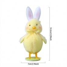 LINGXUE 1 件 14.2 厘米复活节兔耳站立小鸡手工家居装饰，春季复活节派对装饰礼物 - 彩色 - 查看 6