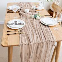 1/2pcs 90*180/300/400cm Red Bohemian Style Sheer Fabric Table Runners, Suitable For Party, Dining Table Decor, Valentine's Day, New Year, Engagement, Wedding, Shower, Birthday (Multiple Colors)