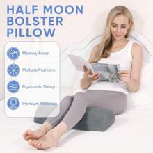 Pillow For Back Sleeping Memory Foam Leg Pillow For Side Sleeping Bolster Pillow For Legs Elevation Half Moon Leg Elevation Pillow For Knee Lumbar Support Ankle Rest And Foot Comfort