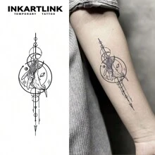 INKARTLINK 1pc INKARTLINK 8*18cm Whale & Herbal Juice Design Temporary Tattoo, Magic Tattoo, Semi-Permanent Tattoo, Realistic & Personalized, Lasting 1-2 Weeks