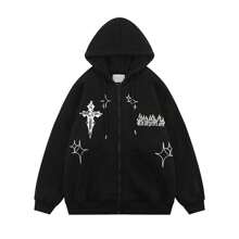 Jupkem Jupkem Y2k Hoodie Zip Up Women Fashion Graphic Long Sleeve Y2k Goth Clothing Aesthetic Sweatshirt Streetwear Jacket