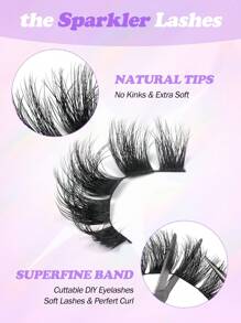 5pairs D Curl New Natural-Looking Thick & Fluffy False Eyelashes, DIY Ultra Fine Stem, Light Burden On The Eyes,Dramatic Lashes Suitable For Daily, Party And Travel Use,Thick Curly Fluffy Volume False Eyelashes Mink Lashes Cat-Eye Look Wispy Long 17mm 8D Volume Fake Eyelash Strips Foxy Eye Lifting Look Extension Full Eyelash Strip To Lengthen And Volumize The Outer Corner Of Your Eye For Beauty Makeup - 黑色 - 查看 8