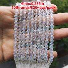 Al por mayor 10 hebras / 830+ piezas Cuentas de cristal brillante de 6 mm / Cuentas para vacaciones / Cuentas de cristal de estilo austriaco / Cuentas de cristal facetadas / Cuentas de cristal de forma redonda de colores para pulseras / collares / tobillos / aretes Haciendo joyas / Cuentas sueltas DIY / Cuentas espaciadoras de cristal / Decoración de boda / Decoración del árbol de Navidad / Decoración navideña / Decoración de la habitación