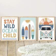 1pc Kids Room Decoration Wall Art Poster Ocean Shark Rainbow Car Surfboard Baby Home Decor Interior Art Mural Prints Wall Painting No Frame