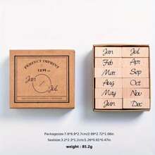 Wooden Rubber Stamp Set For Scrapbooking, Fantasy Themes, English Text, Various Dates And Months, Multi-Color Rectangular Stamps Suitable For DIY Crafts,Back To School,School Supplies