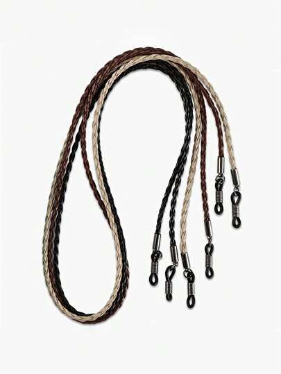 3 dây đeo kính mắt thanh lịch, dây xích kính râm, da PU bện, dây đeo thể thao (màu be, đen, nâu), lựa chọn làm quà tặng lý tưởng
