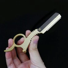 Men's Hair Clipper & Shaver, 1 Pc Straight Edge Trimmer With Replaceable Blades, Stainless Steel Folding Manual Razor, Beard Grooming Tool Suitable For Professional Salon SPA Beauty Parlor, Shaving, Precision Trimming, Eyebrow Grooming