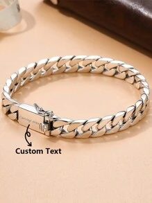 1 Fashion Custom Bracelet, Personalized Men's Fashion Metal Text Engraving Custom Bracelet