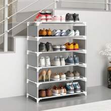 Zapatero extraíble marca Tumey con zapateros de 4 5 6 y 7 niveles, estructura de acero y conexiones de plástico para guardar y guardar zapatos - Gris - Ver 1