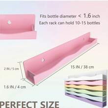 Nail Polish Wall Rack,15 Inch 6 Pastel Colors Acrylic Nail Polish Floating Shelves For 66-90 Bottles Multi-Purpose,Ideal Gift For Girls Teens,Great Display For Salons Retailers,For Holiday Beach, Bathroom Collection, Bedroom Collection, Large Capacity