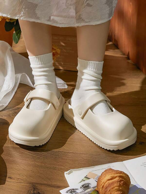 Women's Closed Toe Thick Waterproof Platform Sandals, Non-Slip Design, Summer 2025 Wedge Garden Shoes. New Thick Sole Hollow Out Women Slides, Closed Toe, Comfortable, Designed For Outdoor Activities Or Casual Wear