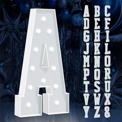 3英尺大型发光字母，冷白色字母A-Z，大型派对装饰用大型发光字母，“Marry Me”发光字母，生日派对装饰用大型发光字母，婚礼装饰