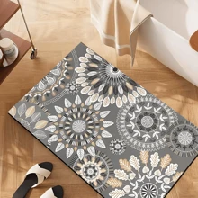 1pc Mandala Pattern Printed Silicone Kitchen Mat - Can Be Used As Bathroom Mat, Doormat, Dish Drying Mat - Absorbent, Anti-Slip, Anti-Fouling, Suitable For Farmhouse, Entrance, Indoor, Room Decor, Kitchen, Dining Room, Small Office/Home Office, Sink, Laundry Room