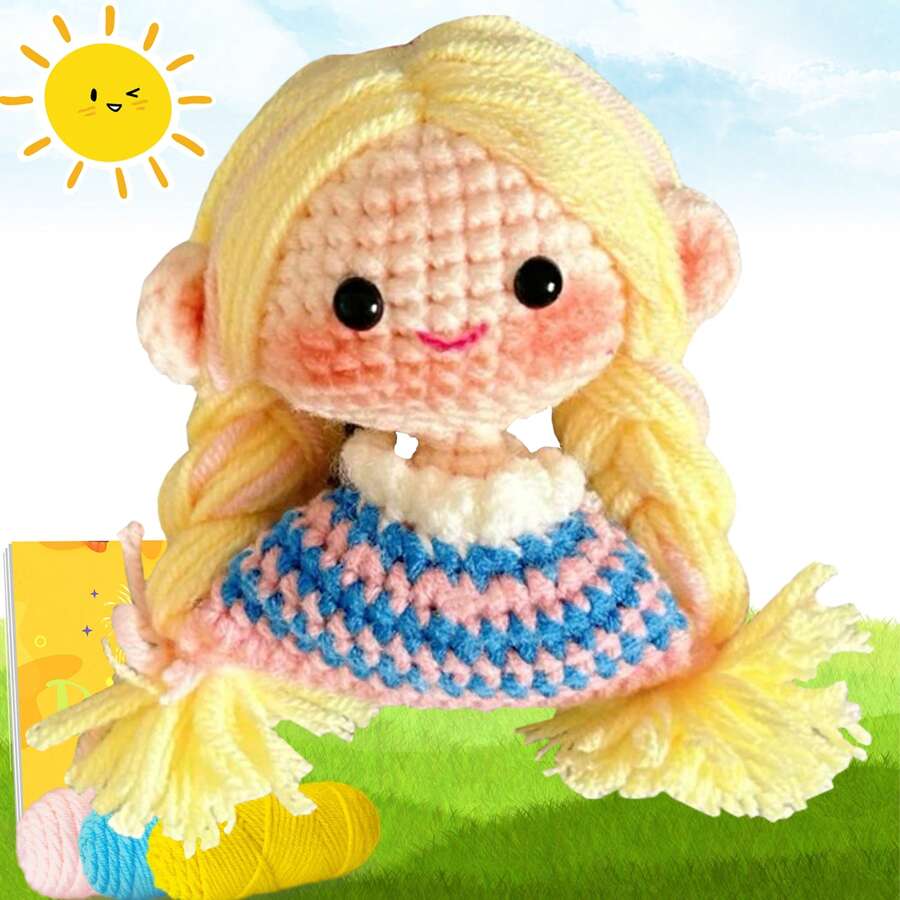 适合初学者的 DIY 小女孩钩针编织套件，Amigurumi 毛绒动物 - 礼物动物钩针编织入门套件一体式完整钩针编织套件学习钩针编织套装，附带说明和成人分步视频教程，可爱的动物 DIY 工艺品，可用于家居装饰