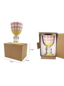 1 件兔子高脚杯，可爱手绘甜点杯，咖啡杯，情人节和新年礼物，节日礼物 - 彩色 - 查看 8