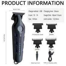 A3 Professional Hair Clipper, Electric Cordless Hairdresser, Razor, Long-Life High-Speed Motor Power, USB Data Line Straight, Plus Three Limit Combs And Cleaning Brushes, Home Haircuts, Small And Portable, Holiday Gifts, Applicable To Travel