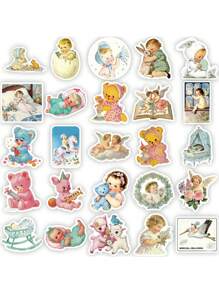 50pcs VINTAGE BABY Cartoon Graffiti Stickers Water Cups Computer Suitcases Decorated Waterproof Stickers - Multicolor - View 4