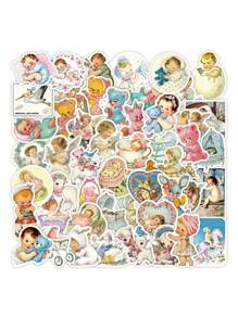 50pcs VINTAGE BABY Cartoon Graffiti Stickers Water Cups Computer Suitcases Decorated Waterproof Stickers - Multicolor - View 2