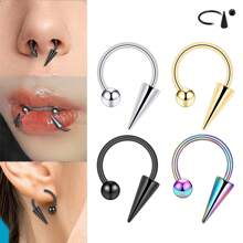 1/3 件 16G 鼻中隔环马蹄形鼻环不锈钢防过敏唇环 18K 镀金尖刺耳甲圈耳轮耳垂穿孔 8mm 10mm 12mm 男女通用 - L001 - 查看 1