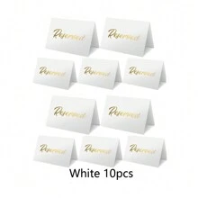 10 件装豪华金色预留桌标牌 - 双面，无需电力，黑色简约金色印花卡易于使用的纸质标牌，适用于婚礼、派对、餐厅、宴会和特殊活动 - 用于优雅而时尚的预订桌位 - 彩色 - 查看 15